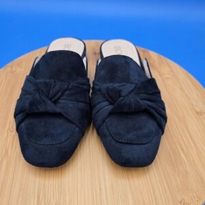 Boutique By Corkys Cider Navy Blue Faux Suede Slip‎ On Mules Womens 6